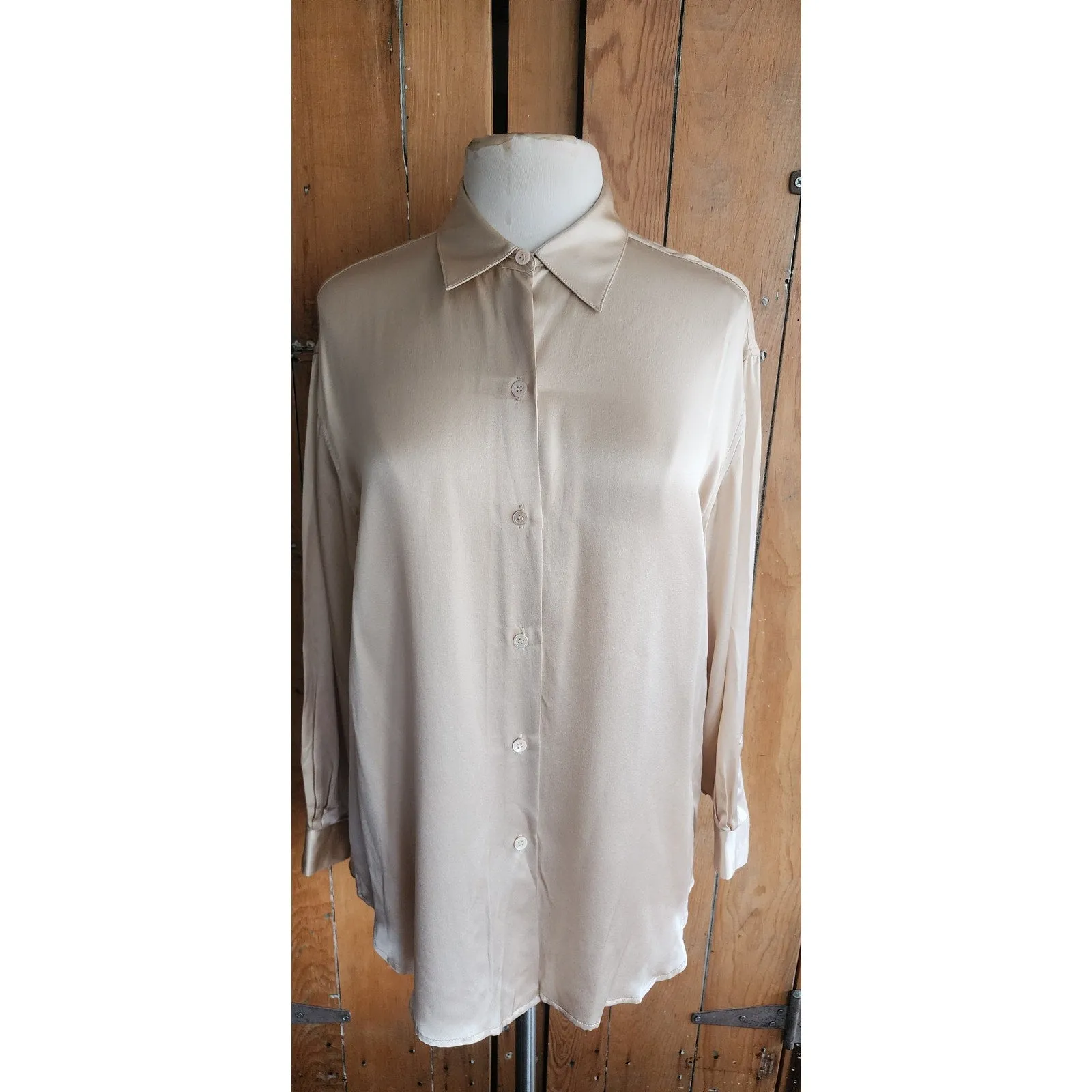 90s Burberrys Silk Blouse Cream Silk New w/Tags