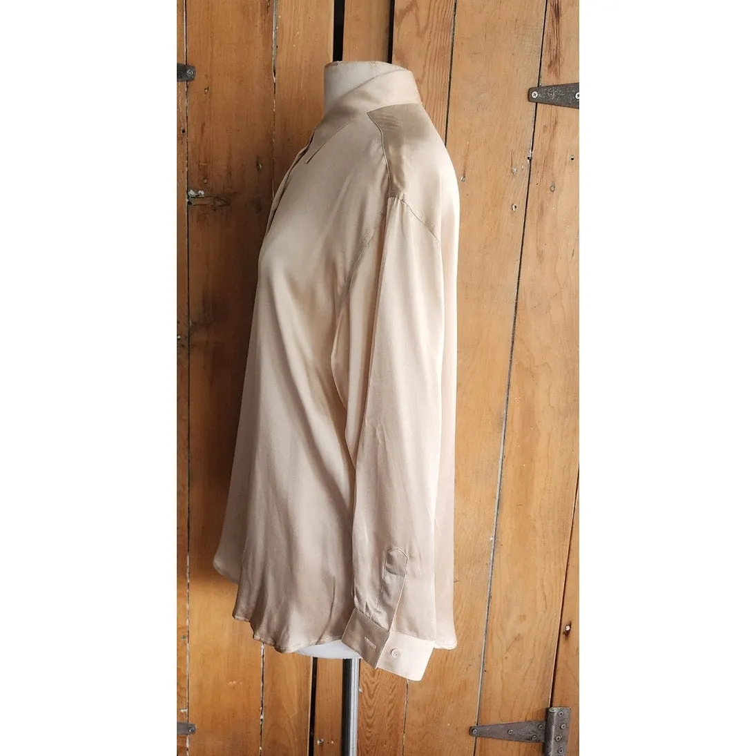 90s Burberrys Silk Blouse Cream Silk New w/Tags