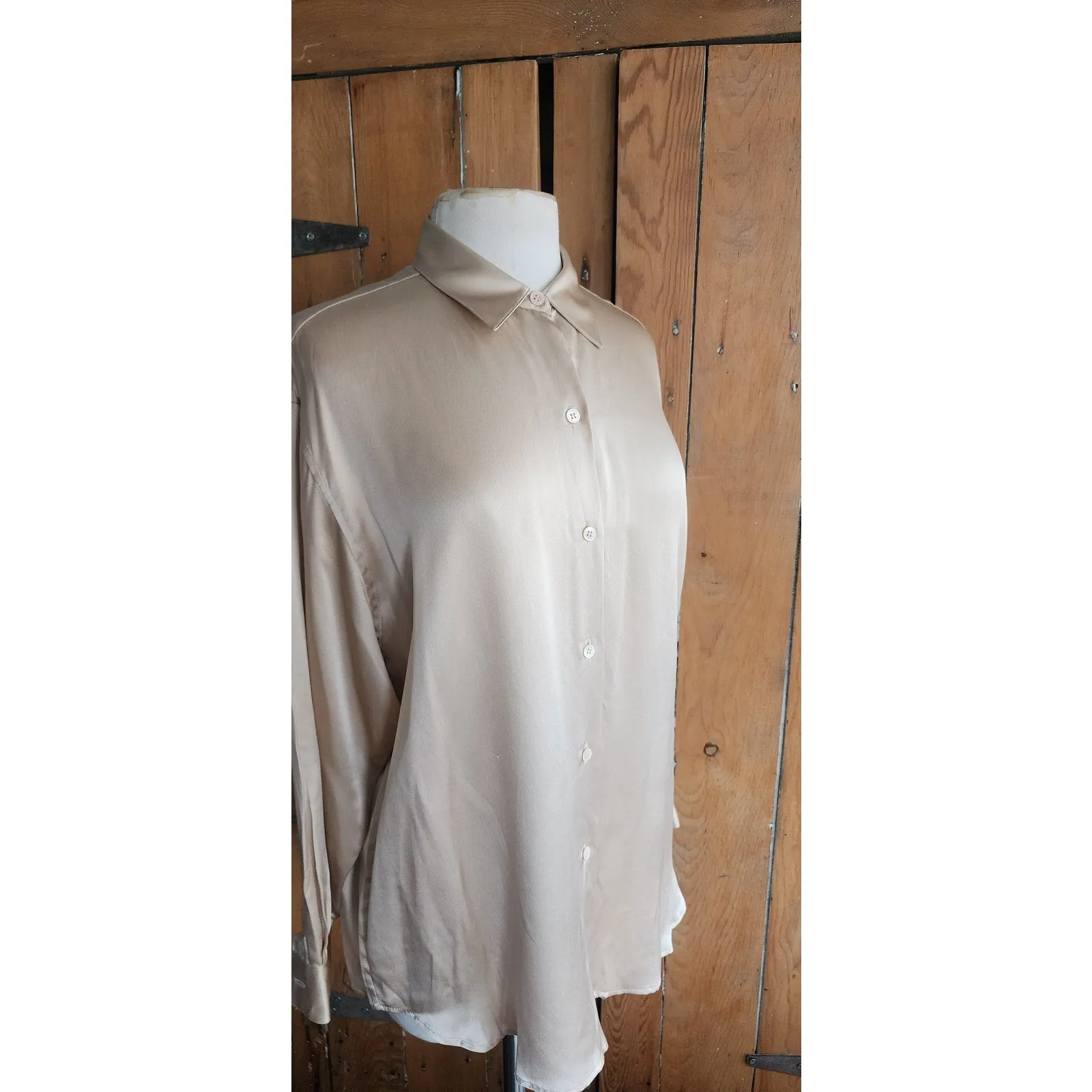 90s Burberrys Silk Blouse Cream Silk New w/Tags