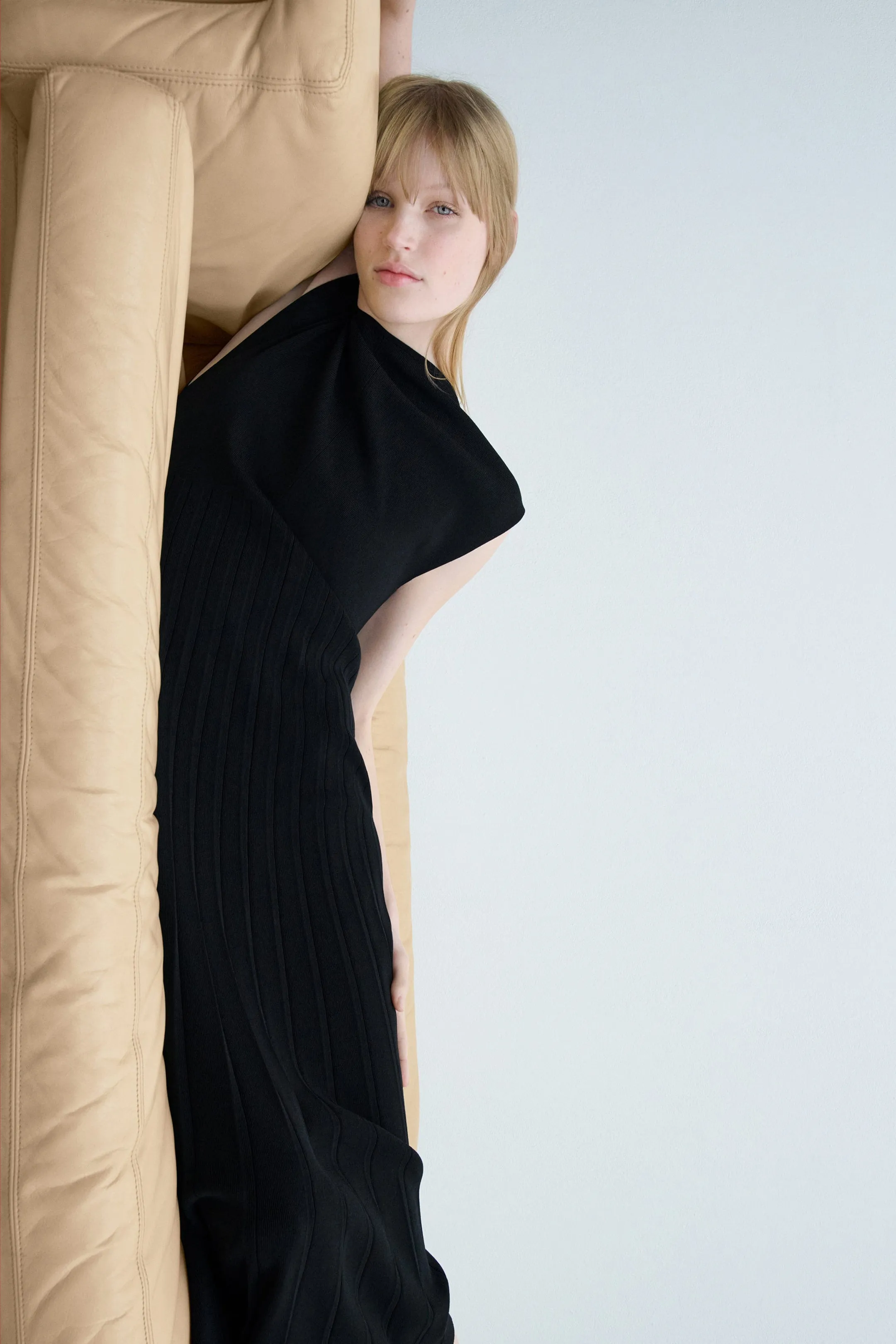 A-line linen-blend maxi dress