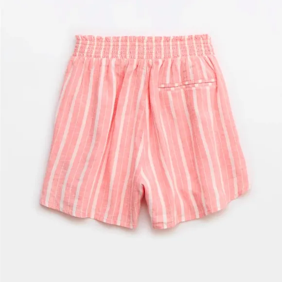 AERIE Striped High Waisted Shorts Pool-To-Party Linen Blend Pull-on Size Small