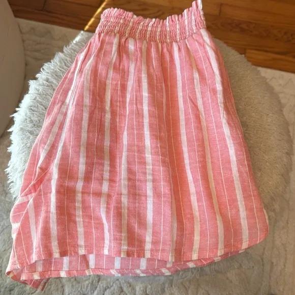 AERIE Striped High Waisted Shorts Pool-To-Party Linen Blend Pull-on Size Small