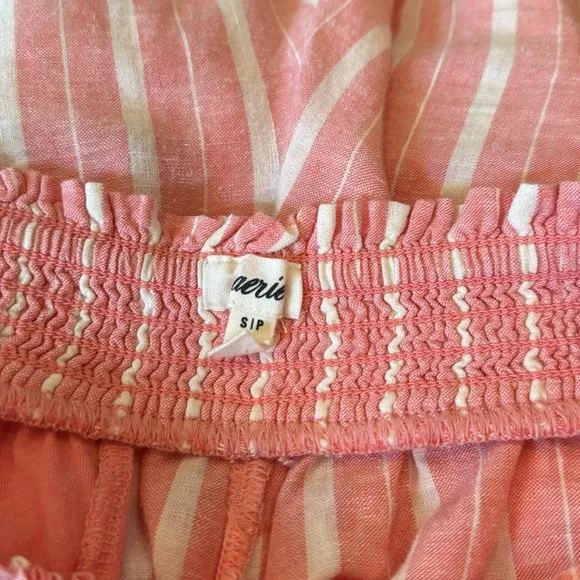 AERIE Striped High Waisted Shorts Pool-To-Party Linen Blend Pull-on Size Small