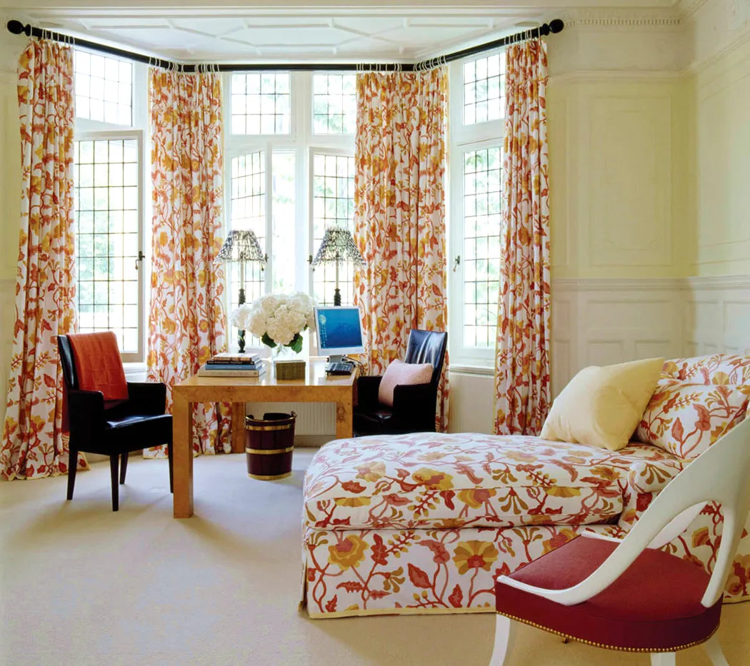 Alan Campbell Fabric: Potalla - Custom Greens / Rust on Tinted Belgian Linen / Cotton