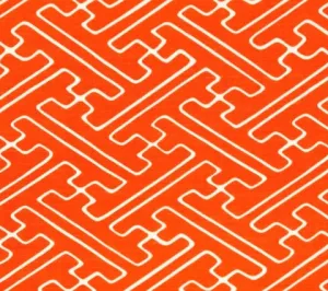 Alan Campbell Fabric: Saya Gata - Orange on Light Tinted Belgian Linen / Cotton