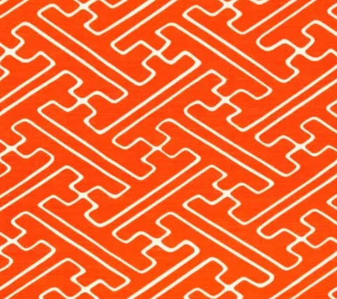 Alan Campbell Fabric: Saya Gata - Orange on Light Tinted Belgian Linen / Cotton