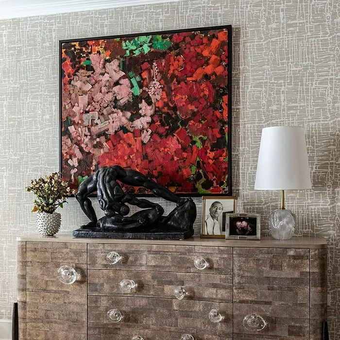 Alan Campbell Fabric: Twill - Custom Sienna on Oatmeal Belgian Linen/Cotton