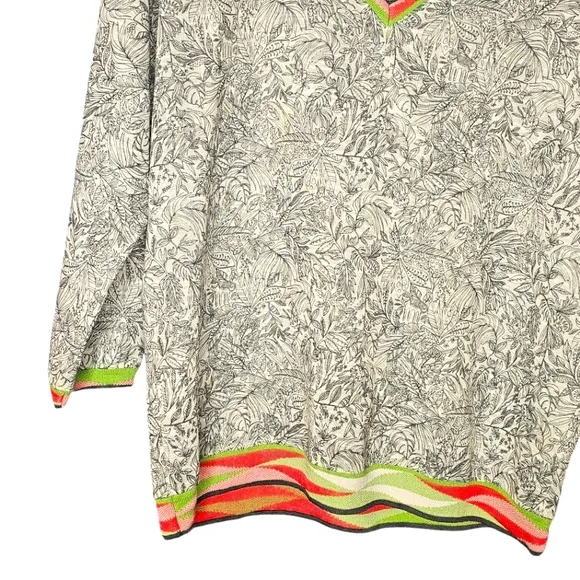 Aldomartins Cap Juluca V-Neck Linen Sweater Lightweight Colorful Pencil Art L