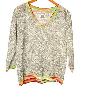 Aldomartins Cap Juluca V-Neck Linen Sweater Lightweight Colorful Pencil Art L