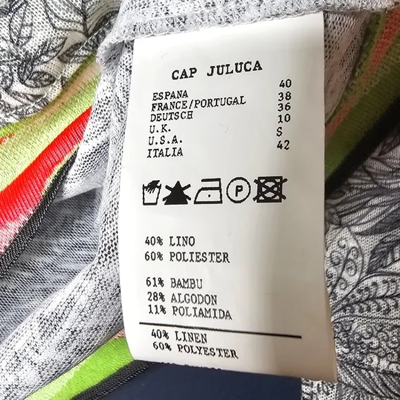 Aldomartins Cap Juluca V-Neck Linen Sweater Lightweight Colorful Pencil Art L