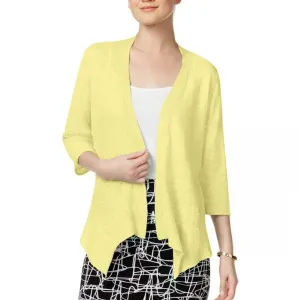 Alfani Women's Linen Open Front Cardigan. 74640 Yellow XXL