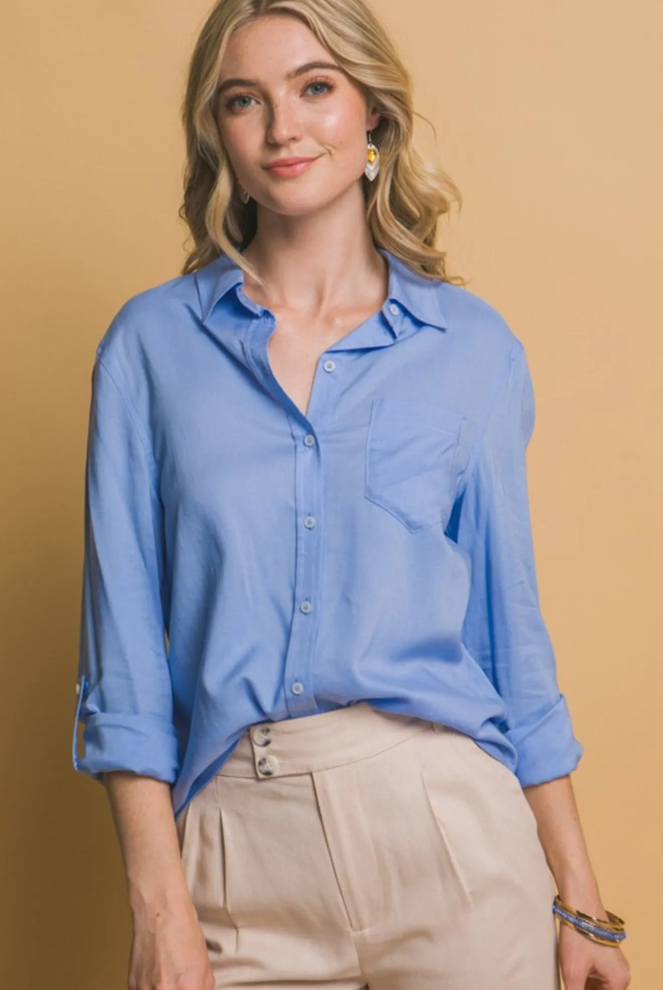 Always Linen Blue Top