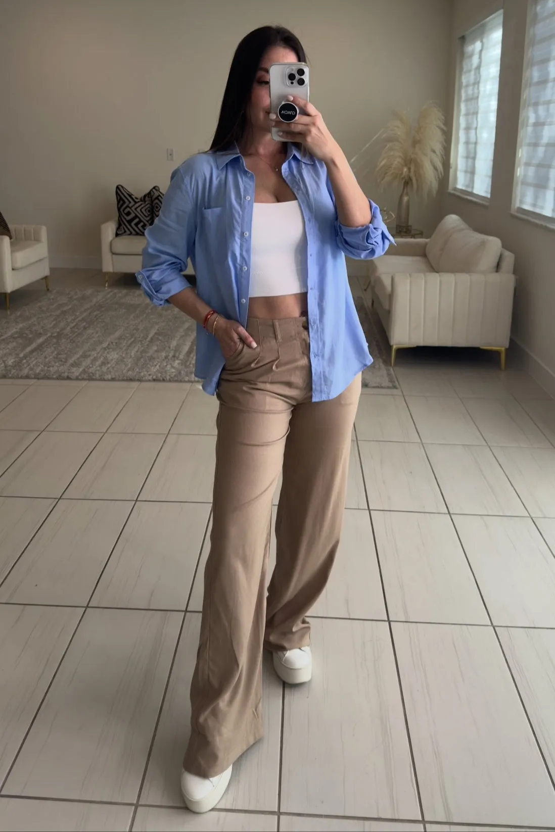 Always Linen Blue Top