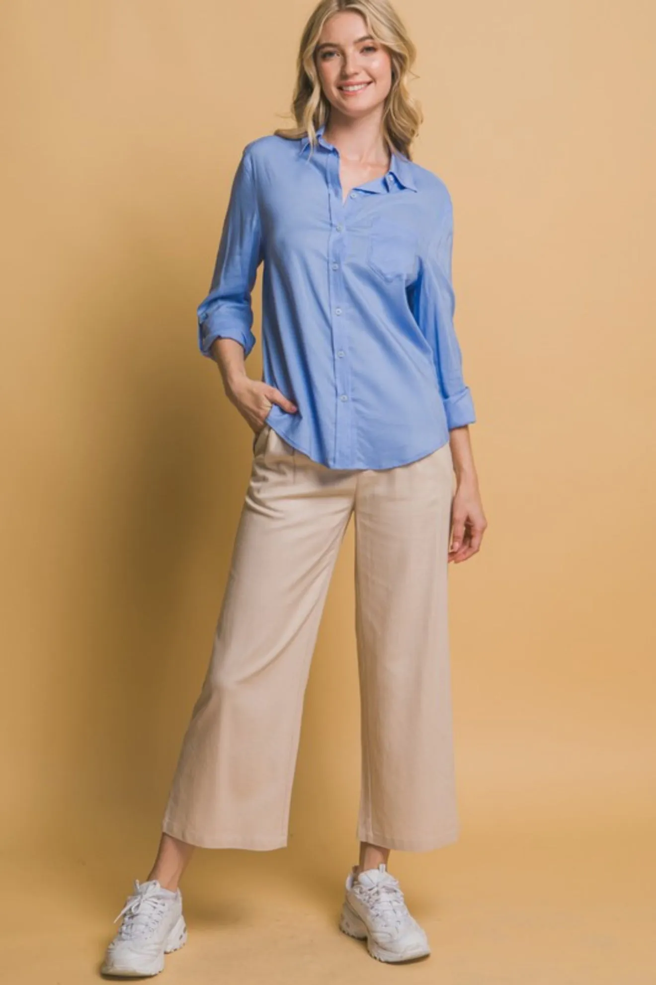Always Linen Blue Top