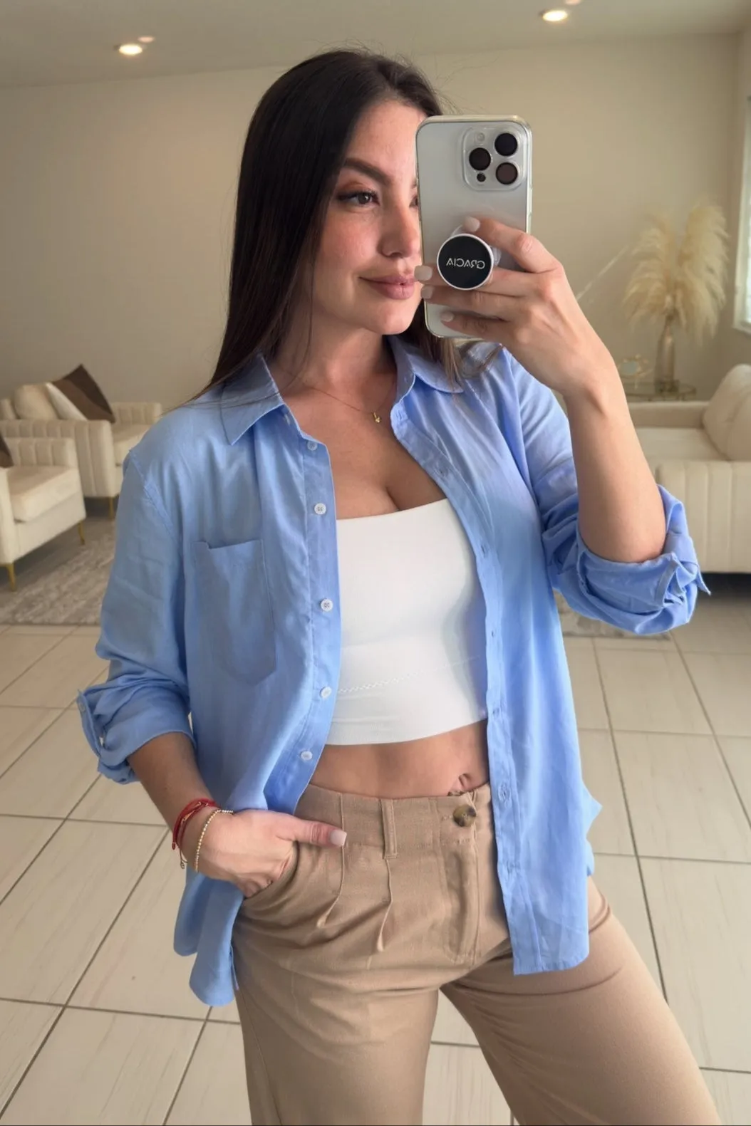 Always Linen Blue Top