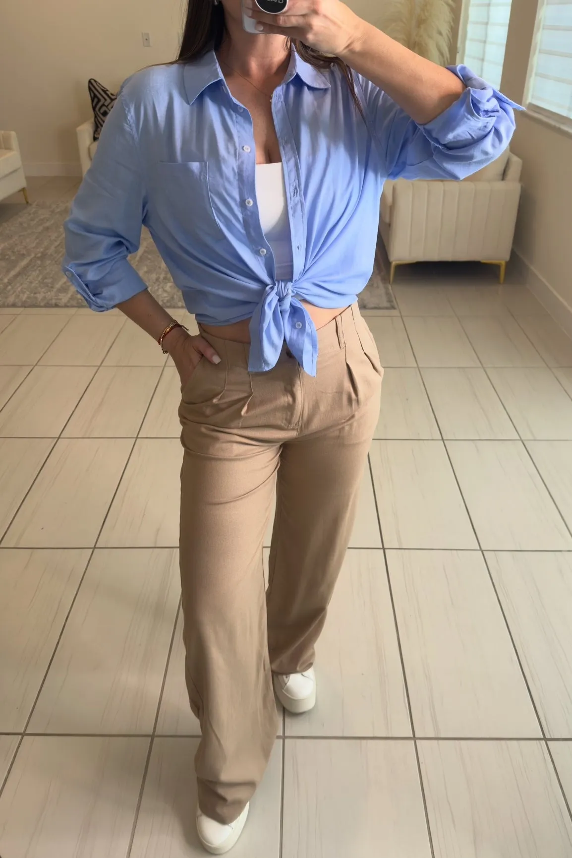 Always Linen Blue Top