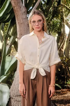 Amalfi Coast Linen Tie-Front Top