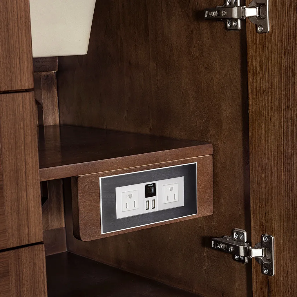 Amberly 6 Drawers And 2 Doors Bathroom Vanity with Quartz Sink - Wall Mount - 60" Wood/Walnut