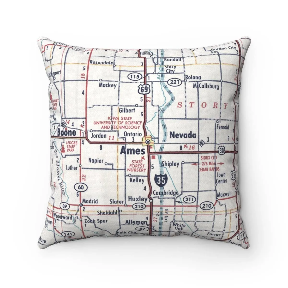 Ames Iowa Map Pillow