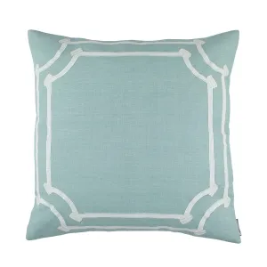 Angie Euro Pillow Spa Linen / White Linen Appliqué 28X28 (Insert Included)
