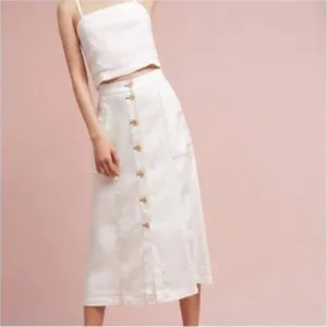 Anthropologie Akemi Kin Midi Buttoned Skirt