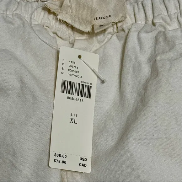Anthropologie NWT Linen Blend Micro Tap Shorts in Ivory Size XL