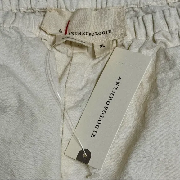Anthropologie NWT Linen Blend Micro Tap Shorts in Ivory Size XL