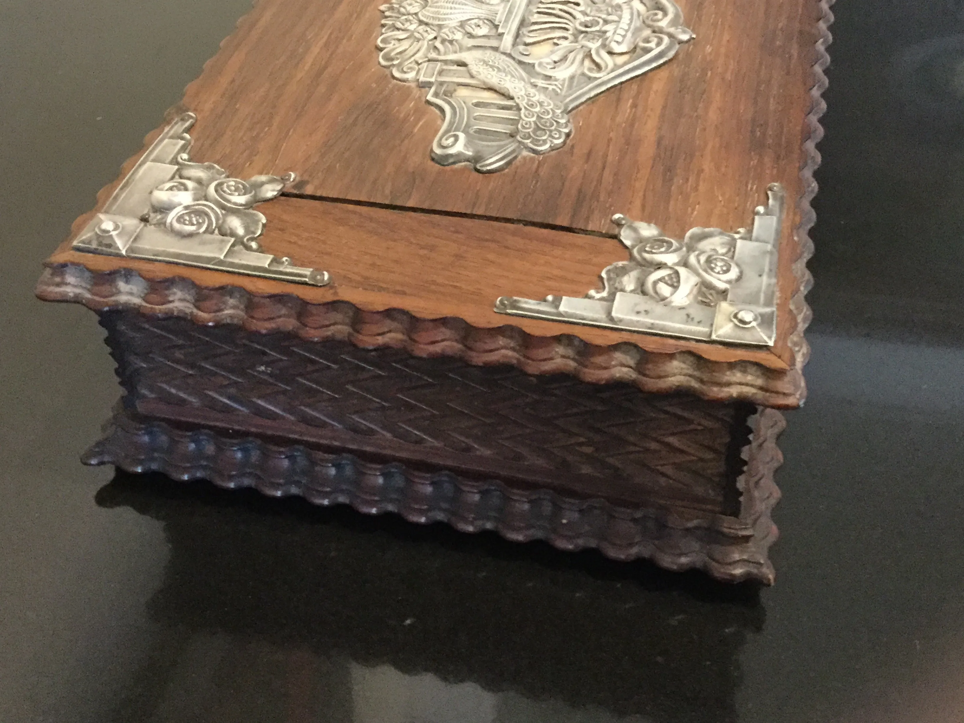 Antique Indo-Portuguese Mounted Silver Jewelry Box
