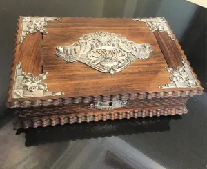 Antique Indo-Portuguese Mounted Silver Jewelry Box