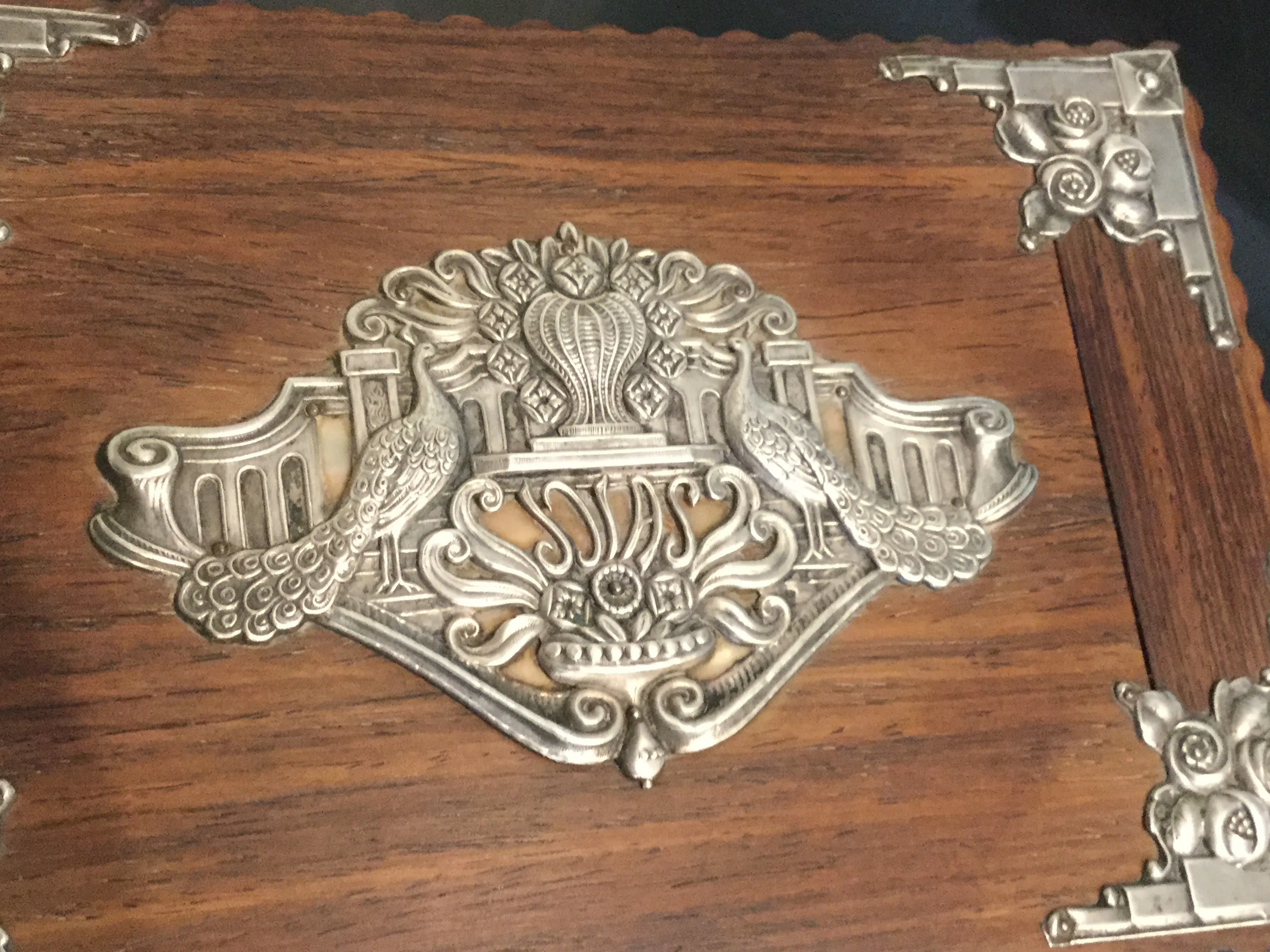 Antique Indo-Portuguese Mounted Silver Jewelry Box