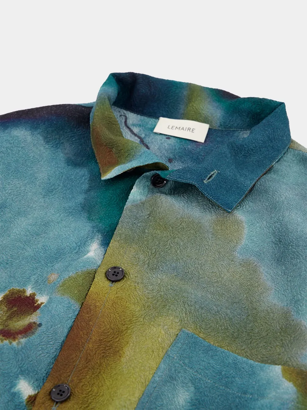 Aqua Silk Jacquard Print Shirt