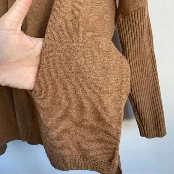 Aritzia Babaton Baylor Wool Linen Blend Pocket Sweater - Tan Brown - XS XXS