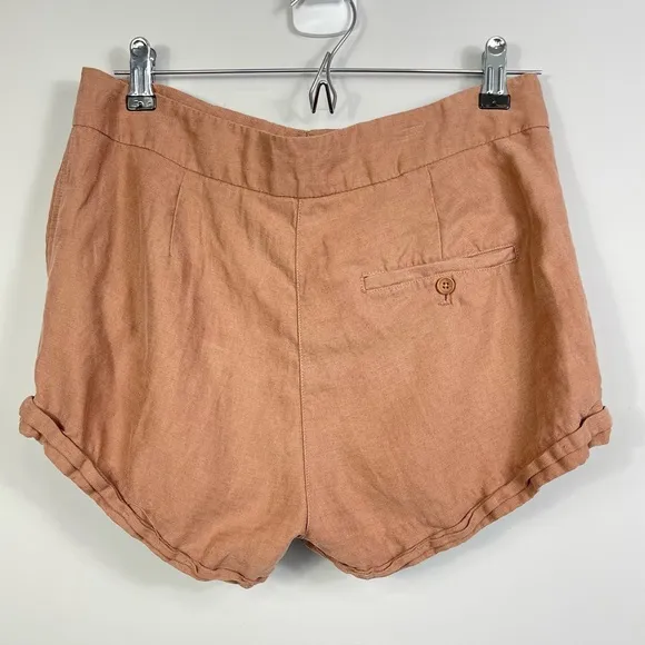 ARITZIA Wilfred Allegra Short Drawstring Linen Pleated Front Cuffed NUTMEG 4