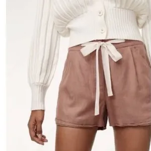 ARITZIA Wilfred Allegra Short Drawstring Linen Pleated Front Cuffed NUTMEG 4