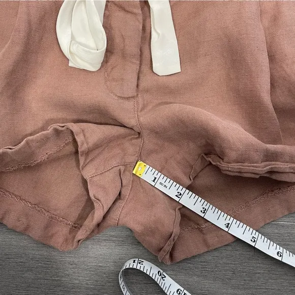 ARITZIA Wilfred Allegra Short Drawstring Linen Pleated Front Cuffed NUTMEG 4