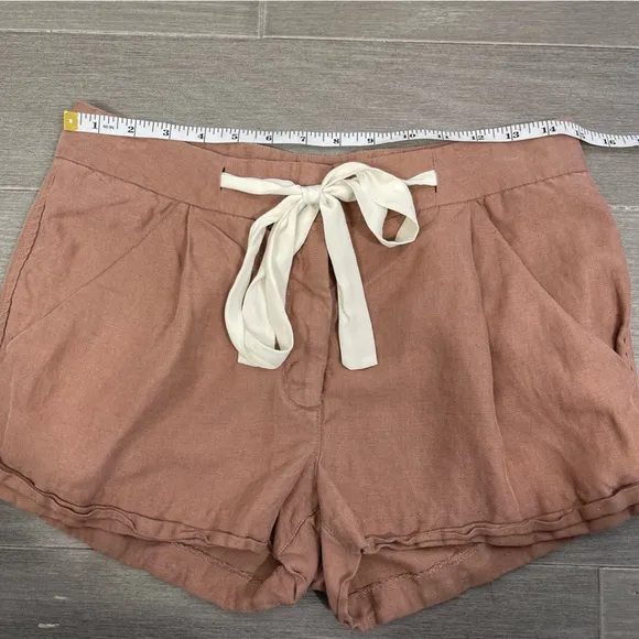 ARITZIA Wilfred Allegra Short Drawstring Linen Pleated Front Cuffed NUTMEG 4