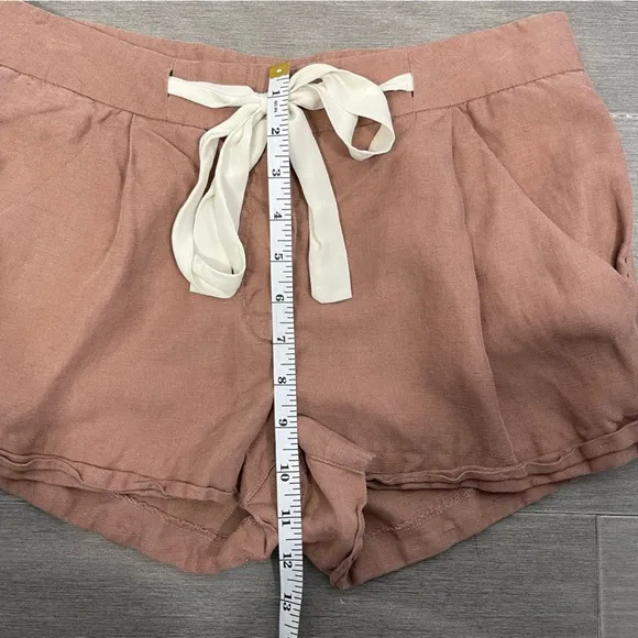 ARITZIA Wilfred Allegra Short Drawstring Linen Pleated Front Cuffed NUTMEG 4