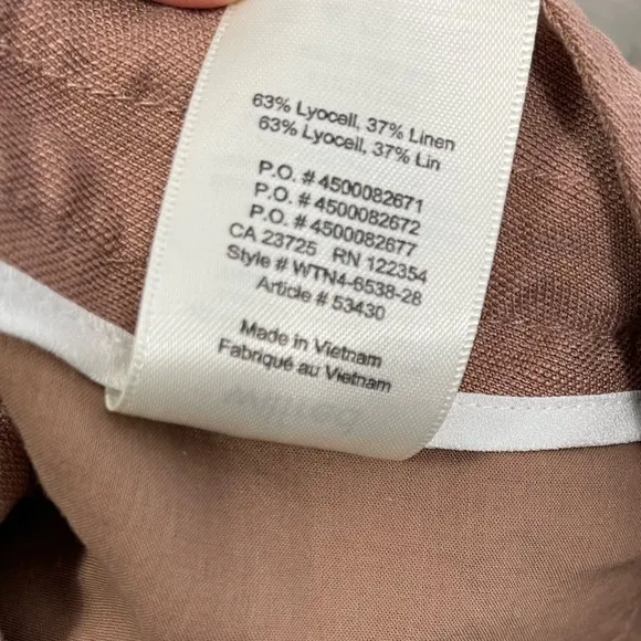 ARITZIA Wilfred Allegra Short Drawstring Linen Pleated Front Cuffed NUTMEG 4
