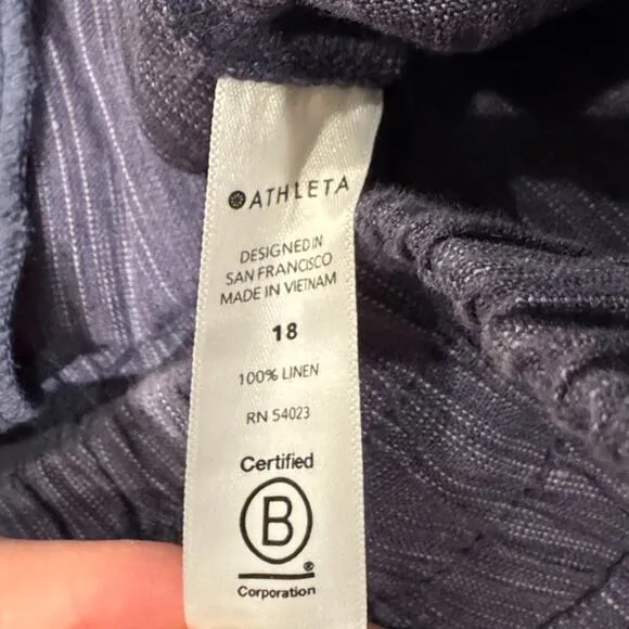 Athleta Cabo Linen Textured 4” Shorts Size 18 NWT Color Blue