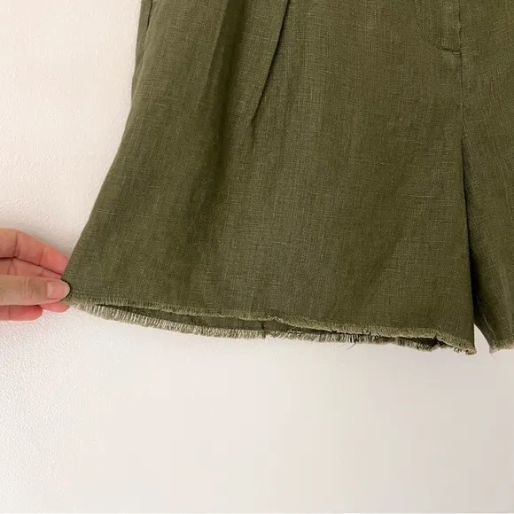 ATM Anthony Thomas Melillo Linen Pleated Shorts in Seaweed