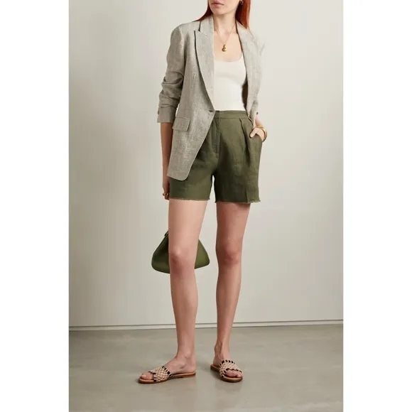 ATM Anthony Thomas Melillo Linen Pleated Shorts in Seaweed