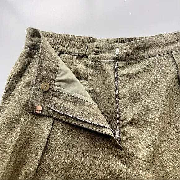 ATM Anthony Thomas Melillo Linen Pleated Shorts in Seaweed