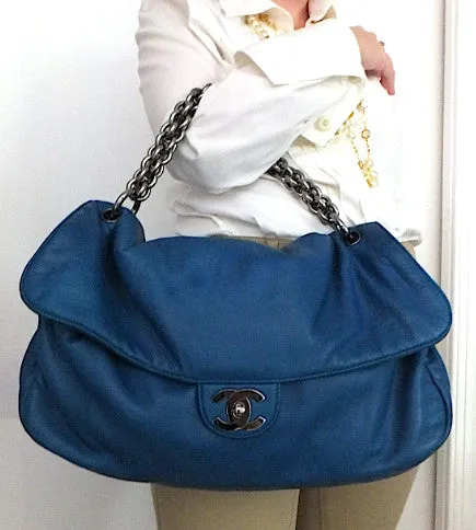 Authentic Chanel Jumbo Royal Blue Modern Chain Flapover