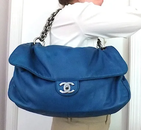 Authentic Chanel Jumbo Royal Blue Modern Chain Flapover