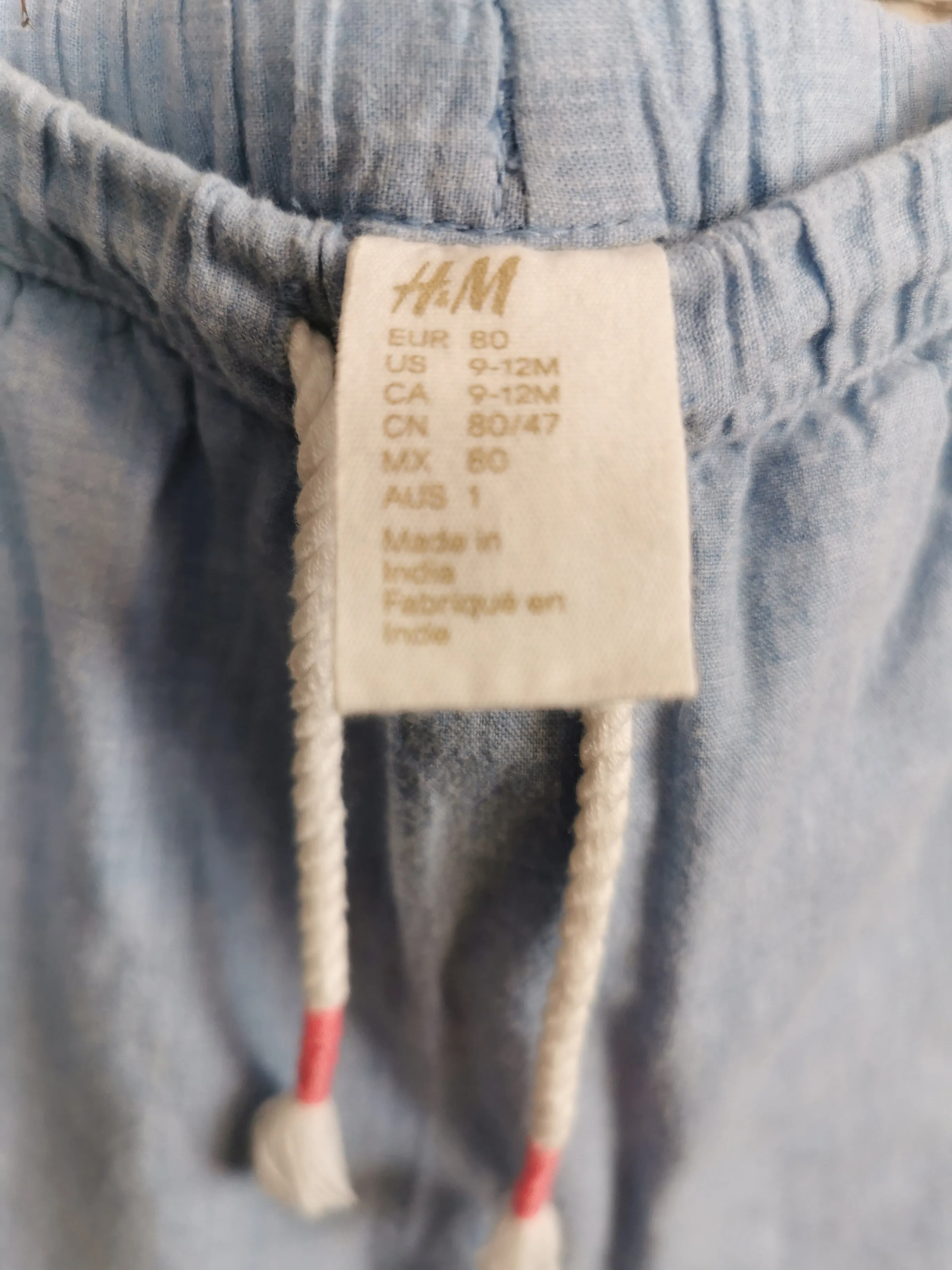 BABY GIRL SIZE 9/12 MONTHS - H&M, Soft & Lightweight Summer Pants EUC B42