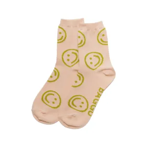 Baggu Crew Sock, Light Pink Happy