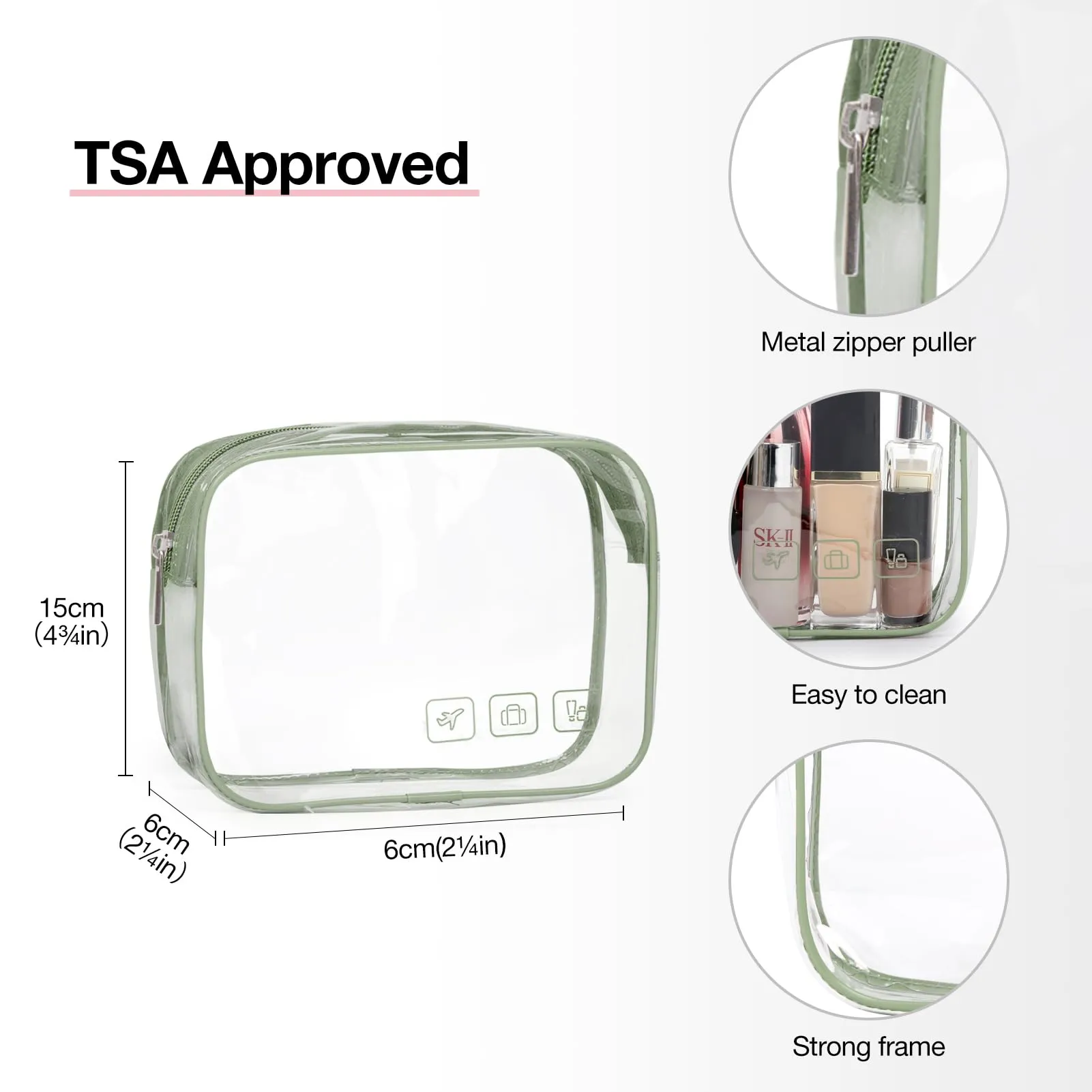 BAGSMART Toiletry Bag Hanging Travel Makeup Organizer with TSA Approved Transparent Cosmetic Bag Makeup Bag for Full Sized Toiletries, Large-Green
