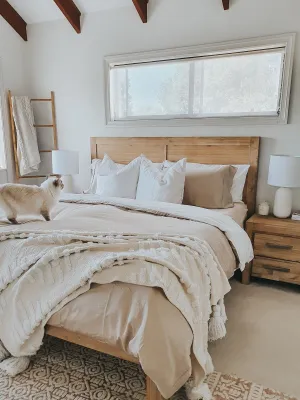 Bamboo Duvet Cover (Queen) - White/Macadamia