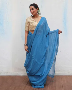 Barkha Handwoven Linen Zari Saree - Jheel