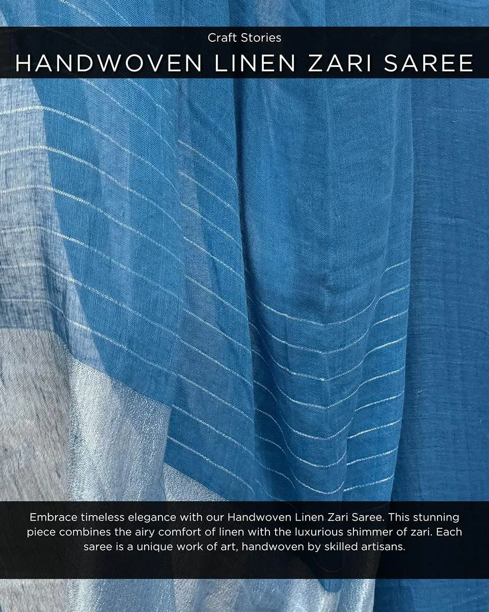 Barkha Handwoven Linen Zari Saree - Jheel